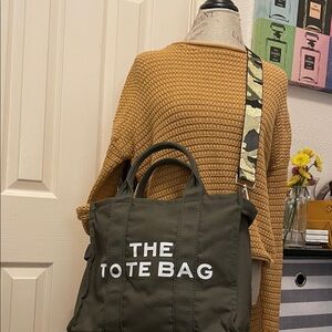 Stylish Olive Tote with Bold White Text